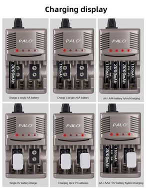 Универсальное  зарядное устройство Palo AA, AAA, Крона 9V
