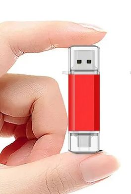 Флешка usb RED 64 gb + type C червона